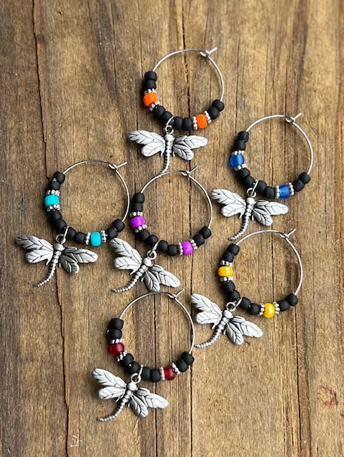 Dragonfly Wine Charms - Set of 6